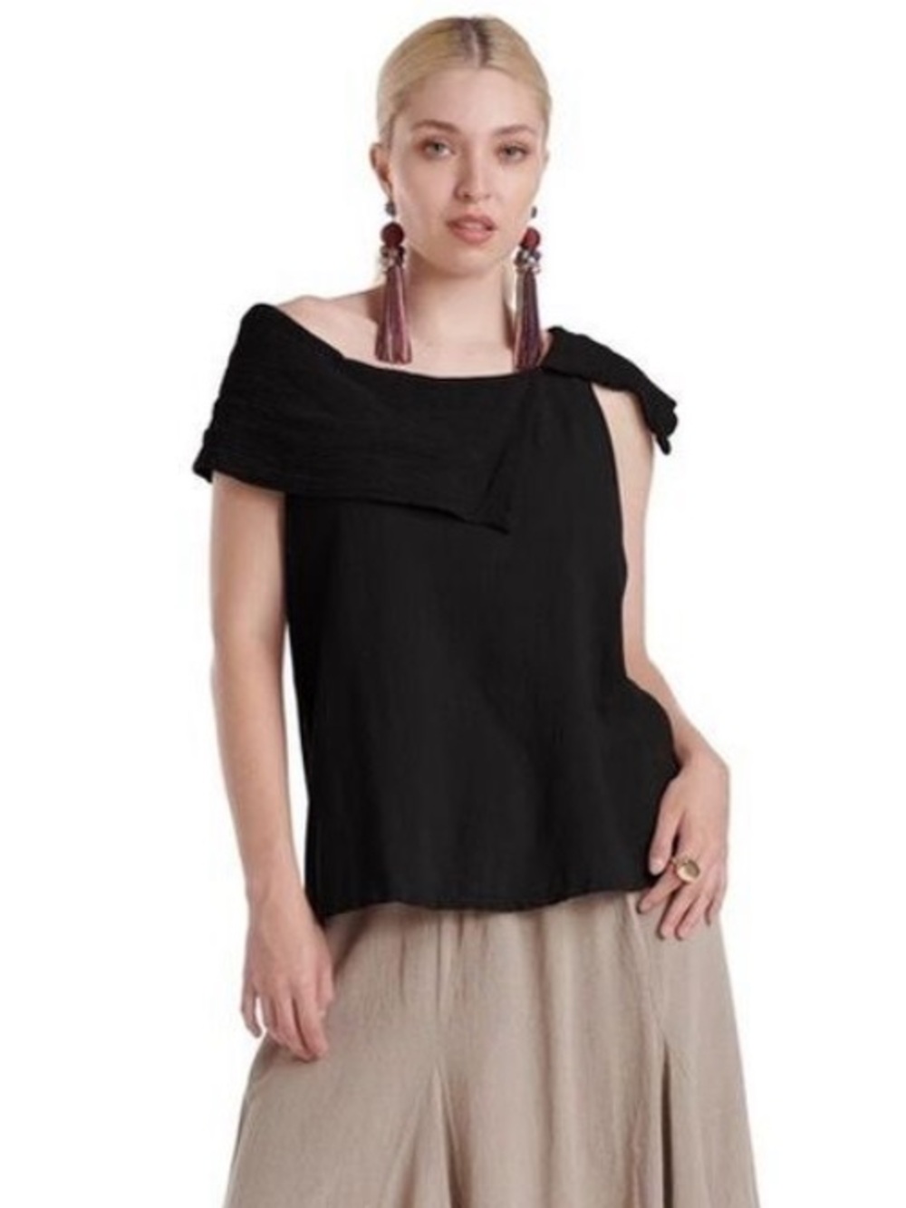 Oh My Gauze! Bird Cotton Gauze Blouse in Washed Black - Size 2 (L/XL)